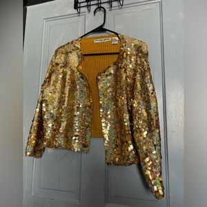 Vintage Michael Simon Yellow Sequin short jacket size small